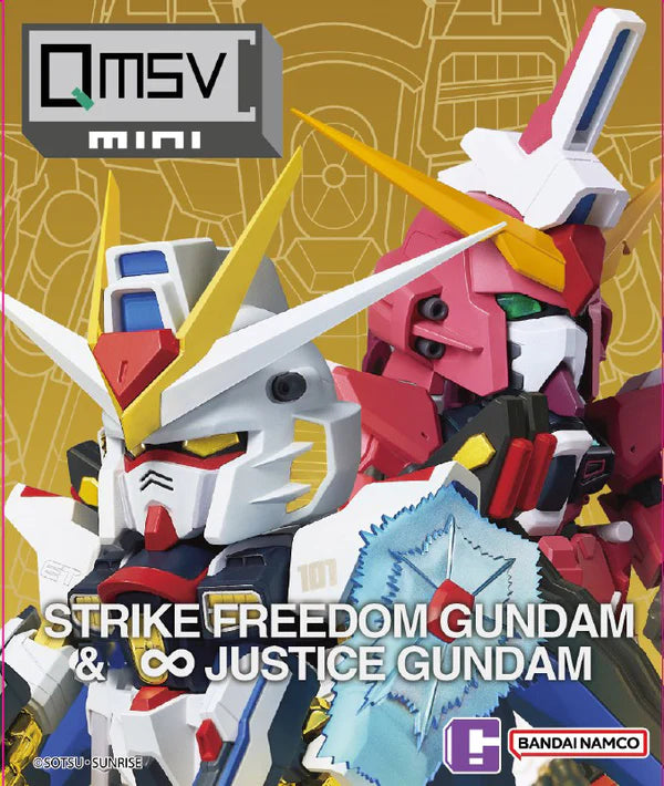 Bandai BNESH QMSV Mini Strike Freedom Gundam & 8 Justice Gundam (Box/8) [Pre-Order][ETA Q2 2024]