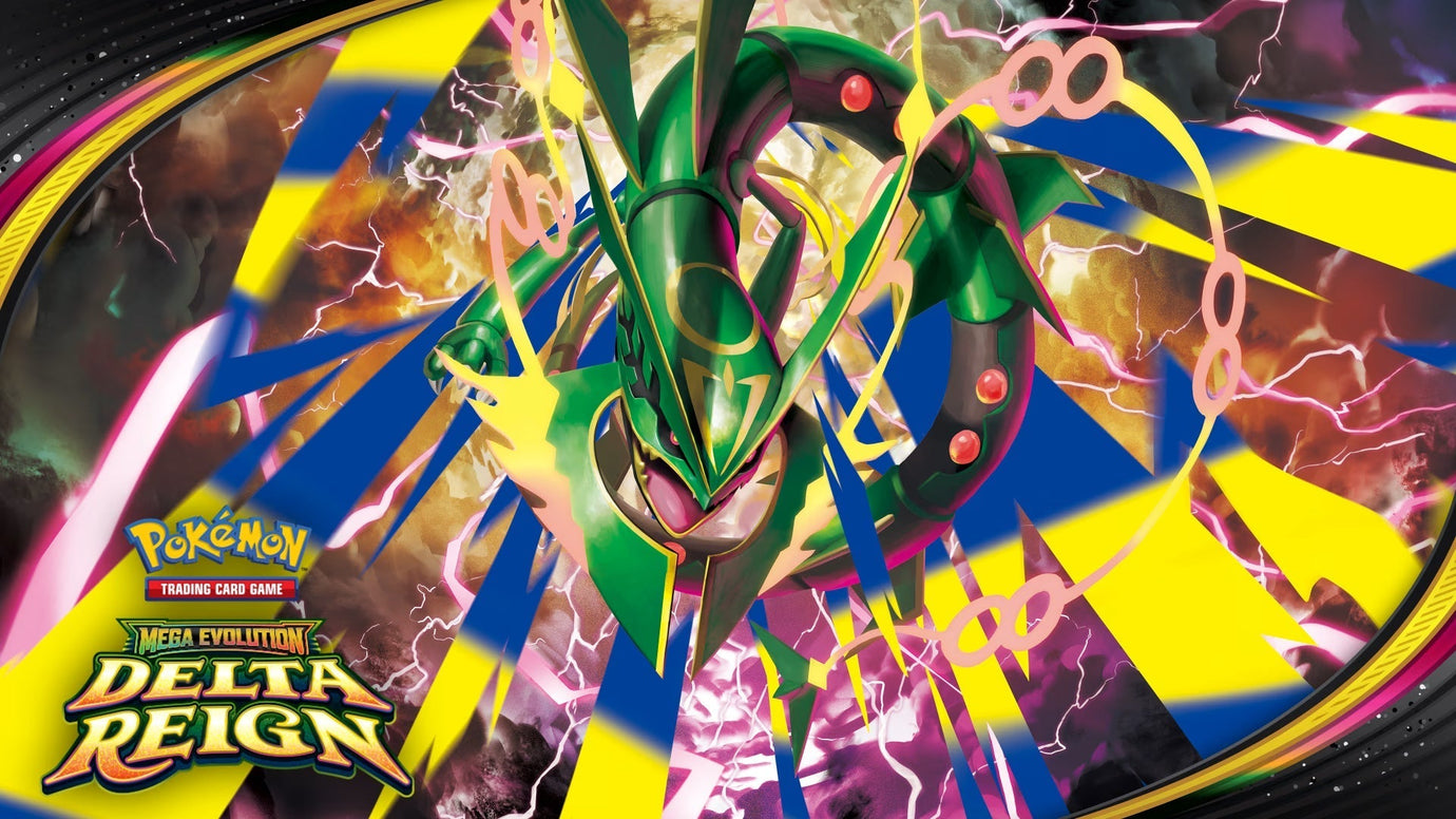 Pokemon Delta Reign banner with mega rayquaza ex as the cover