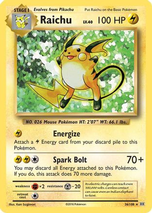 Raichu - 036/108 - Holo Rare - Reverse Holofoil