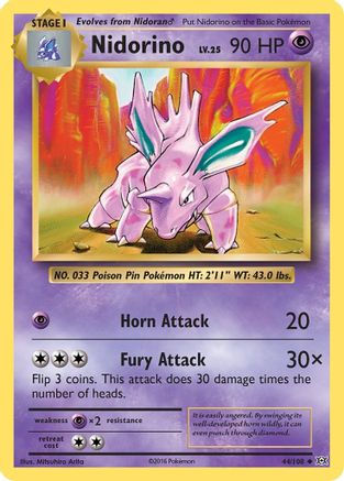 Nidorino - 044/108 - Uncommon - Reverse Holofoil
