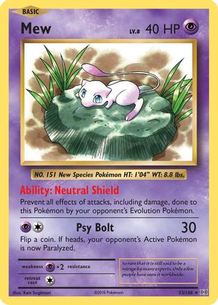 Mew - 053/108 - Holo Rare - Reverse Holofoil
