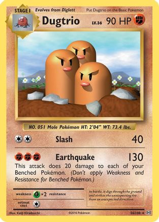 Dugtrio - 056/108 - Rare - Reverse Holofoil