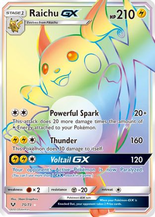 Raichu GX (Secret) - 075/73 - Secret Rare