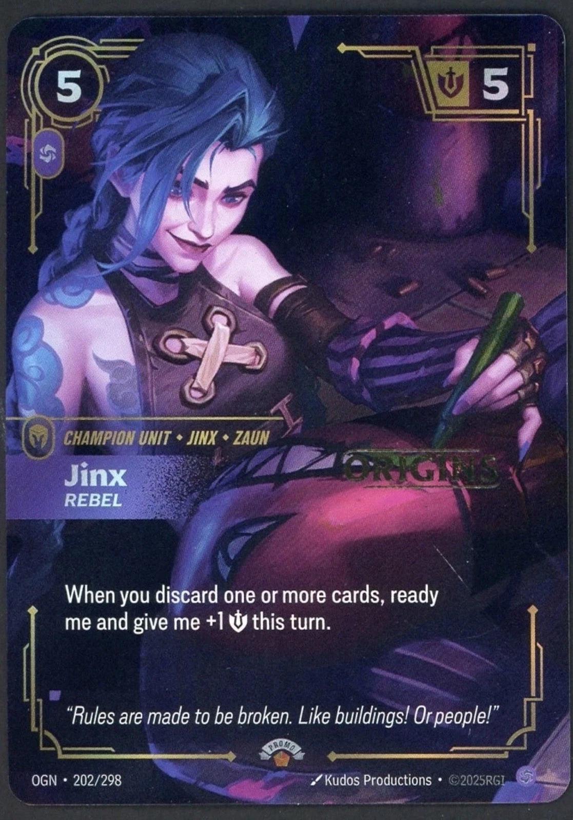 Jinx - Rebel (202/298) - Riftbound Organized Play Promotional Cards Foil