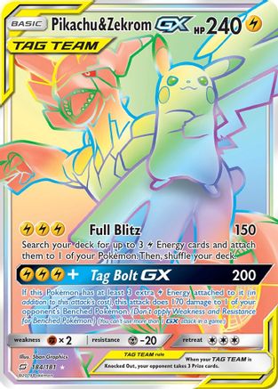 Pikachu & Zekrom GX (Secret) - 184 - Secret Rare