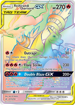 Reshiram & Charizard GX (Secret) - 217 - Secret Rare
