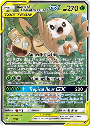Rowlet & Alolan Exeggutor GX - 001/236 - Ultra Rare