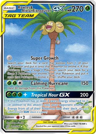 Rowlet & Alolan Exeggutor GX (Alternate Full Art) - 215 - Ultra Rare
