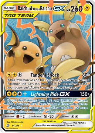 Raichu & Alolan Raichu GX - 054/236 - Ultra Rare