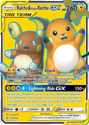 Raichu & Alolan Raichu GX (Full Art) - 220 - Ultra Rare