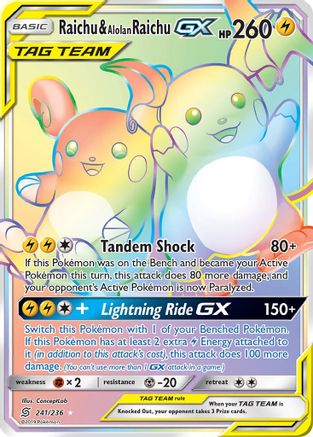 Raichu & Alolan Raichu GX (Secret) - 241 - Secret Rare