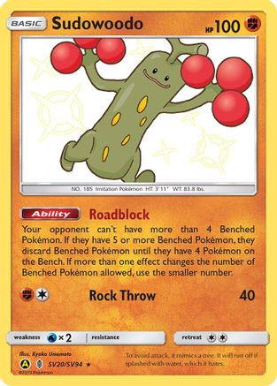 Sudowoodo - SV20/SV94 - Shiny Holo Rare