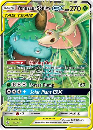 Venusaur & Snivy GX - 001/236 - Ultra Rare