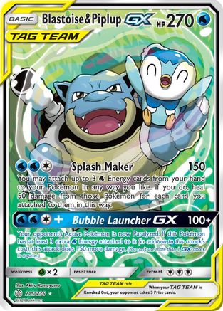Blastoise & Piplup GX (Alternate Full Art) - 215/236 - Ultra Rare