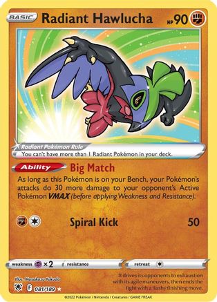 Radiant Hawlucha - 081 - Radiant Rare - Holofoil