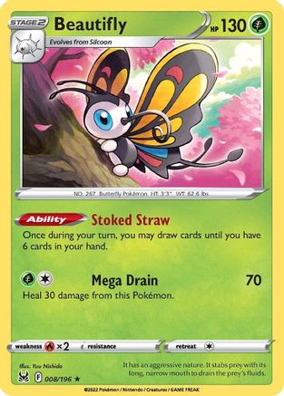 Beautifly - 008/196 - Holo Rare - Reverse Holofoil