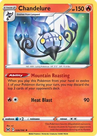 Chandelure - 026/196 - Holo Rare - Reverse Holofoil