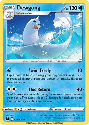 Dewgong - 034/196 - Rare - Reverse Holofoil