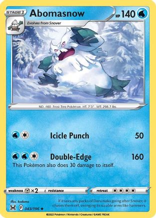 Abomasnow - 043/196 - Uncommon - Reverse Holofoil
