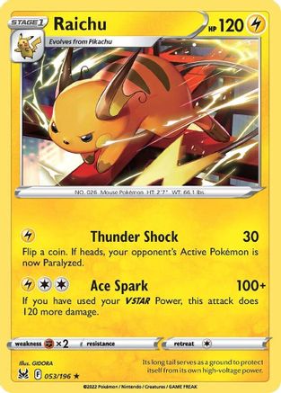 Raichu - 053/196 - Rare - Reverse Holofoil