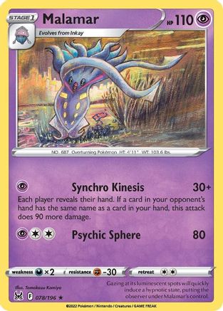 Malamar - 078/196 - Rare - Reverse Holofoil