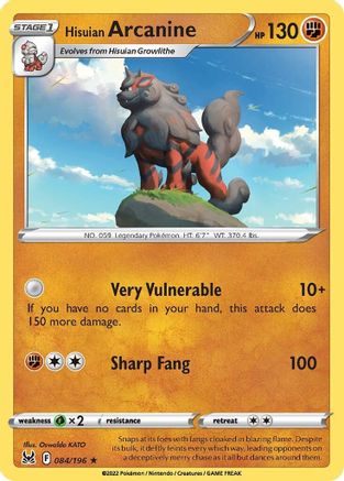 Hisuian Arcanine - 084/196 - Holo Rare - Holofoil