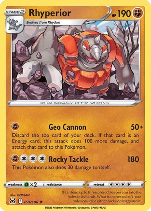 Rhyperior - 091/196 - Rare - Reverse Holofoil