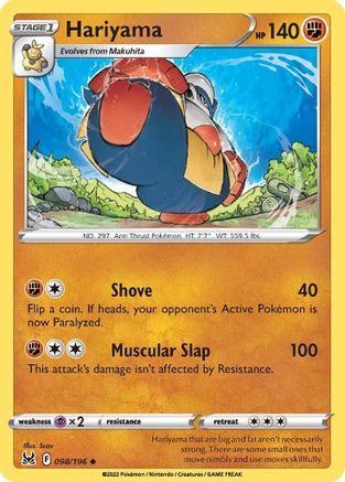 Hariyama - 098/196 - Uncommon - Reverse Holofoil