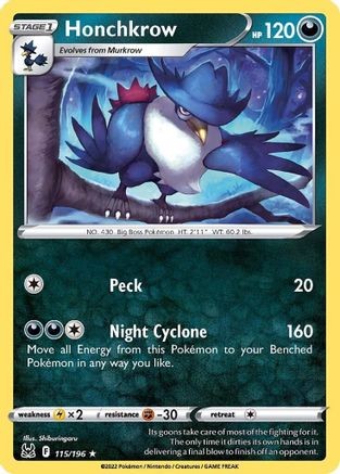 Honchkrow - 115/196 - Rare - Reverse Holofoil