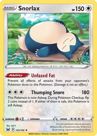 Snorlax - 143/196 - Holo Rare - Holofoil