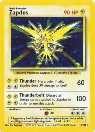 Zapdos - 016/102 - Holo Rare - Holofoil