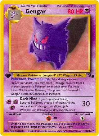 Gengar (20) - 020/62 - Rare - 1st Edition