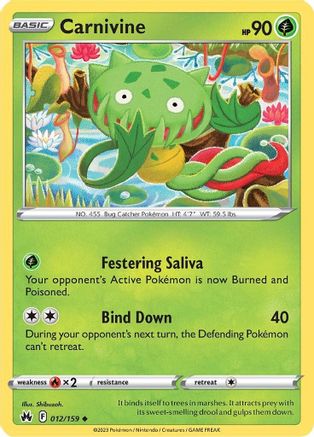Carnivine - 012/159 - Uncommon - Reverse Holofoil