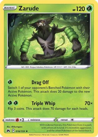 Zarude - 016/159 - Holo Rare - Holofoil