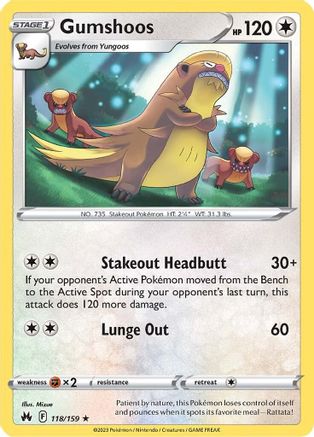Gumshoos - 118/159 - Rare - Reverse Holofoil