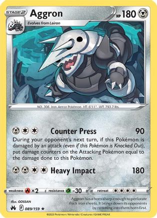 Aggron - 089/159 - Holo Rare - Reverse Holofoil