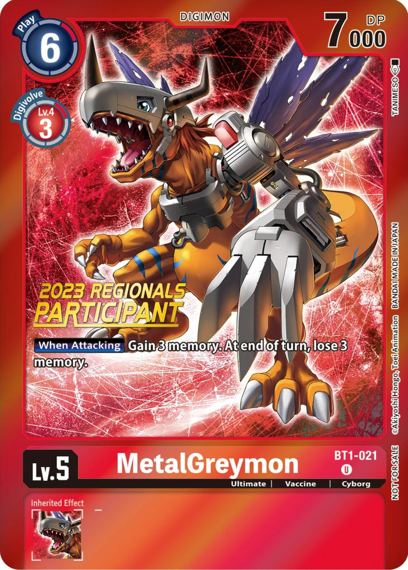 MetalGreymon [BT1-021] (2023 Regionals Participant) [Release Special Booster Promos]