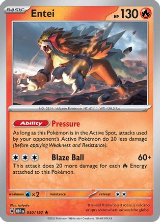 Entei - 030/197 - Rare - Holofoil