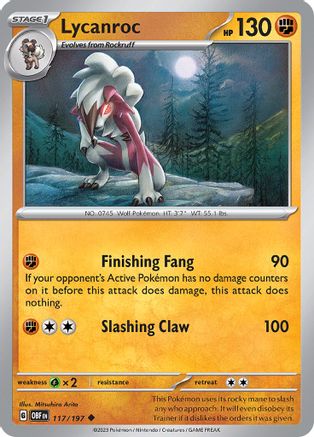 Lycanroc - 117/197 - Uncommon - Reverse Holofoil