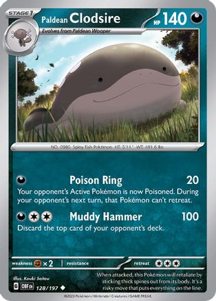 Paldean Clodsire - 128/197 - Uncommon - Reverse Holofoil