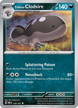Paldean Clodsire - 129/197 - Uncommon - Reverse Holofoil