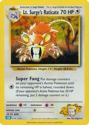 Lt. Surge's Raticate - 016/034 - Classic Collection