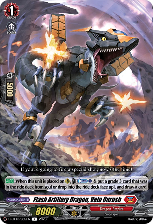 Flash Artillery Dragon, Velo Onrush (D-BT13/039EN) [Flight of Chakrabarthi]