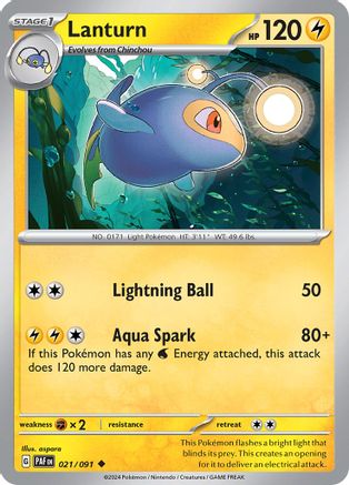 Lanturn - 021/091 - Uncommon - Reverse Holofoil