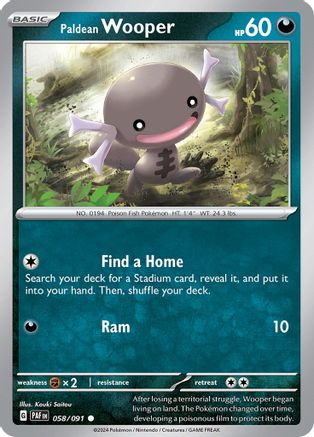 Paldean Wooper - 058/091 - Common - Reverse Holofoil