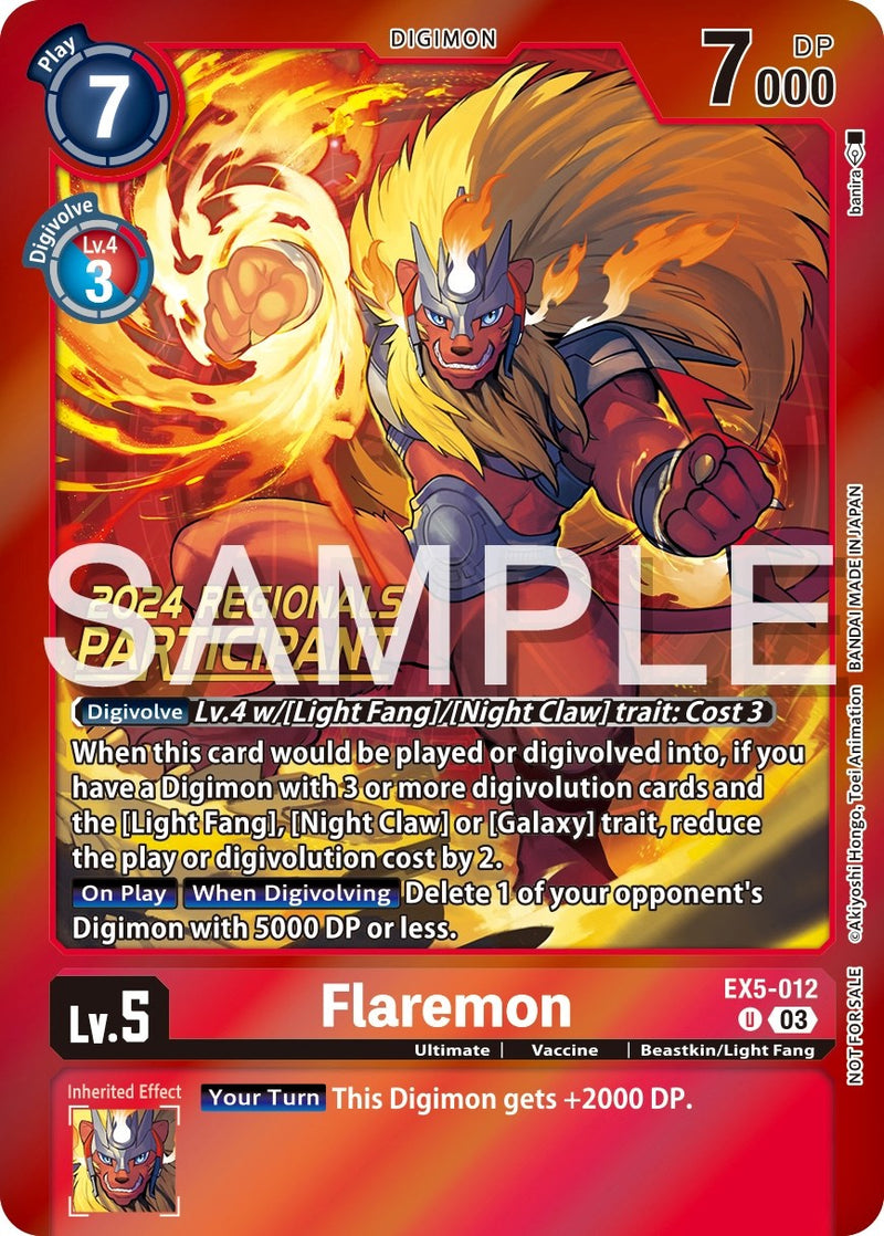 Flaremon [EX5-012] (2024 Regionals Participant) [Animal Colosseum Promos]