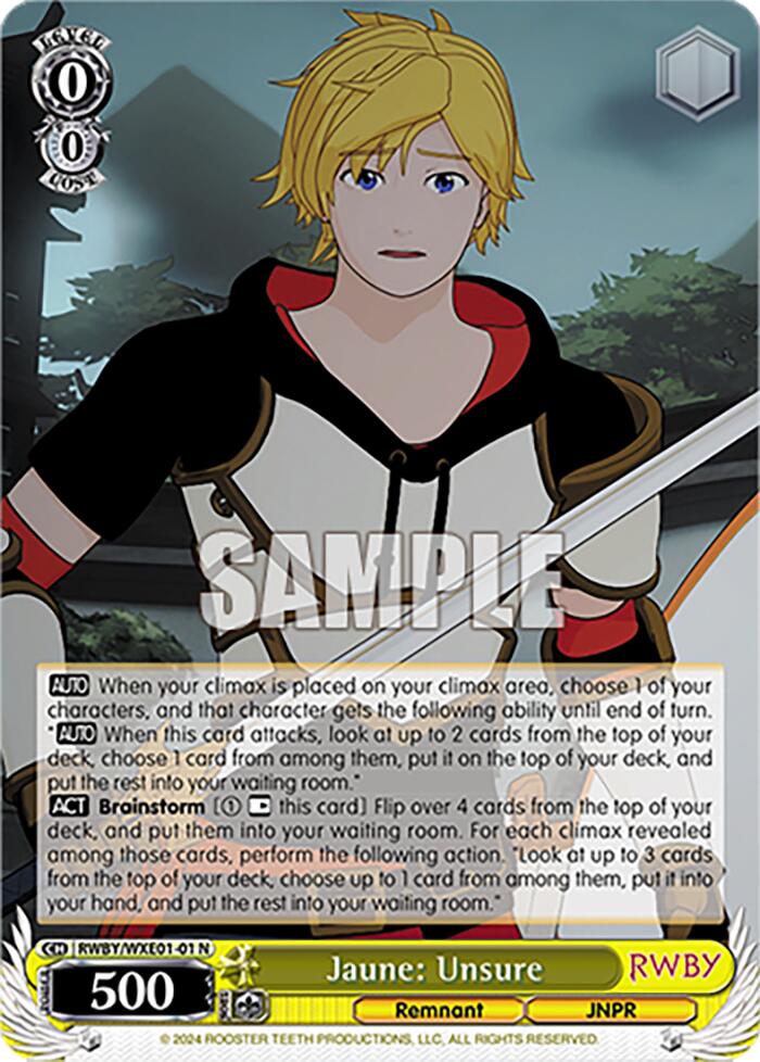 Jaune: Unsure (RWBY/WXE01-01 N) [RWBY: Premium Booster]