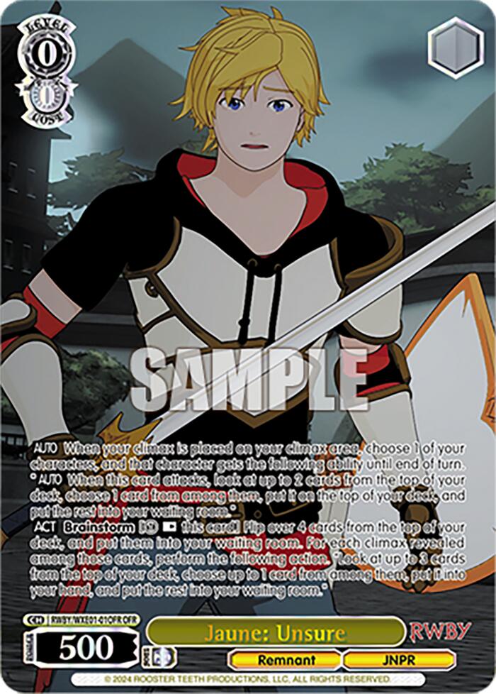 Jaune: Unsure (RWBY/WXE01-01OFR OFR) [RWBY: Premium Booster]