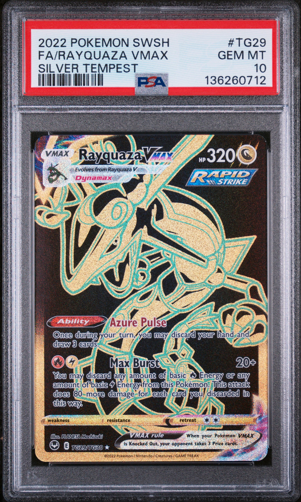 Pokemon - Silver Tempest Trainer Gallery - Rayquaza VMAX - TG29 - PSA 10
