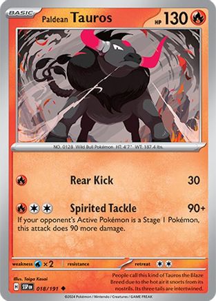 Paldean Tauros - 018/191 - Uncommon - Reverse Holofoil